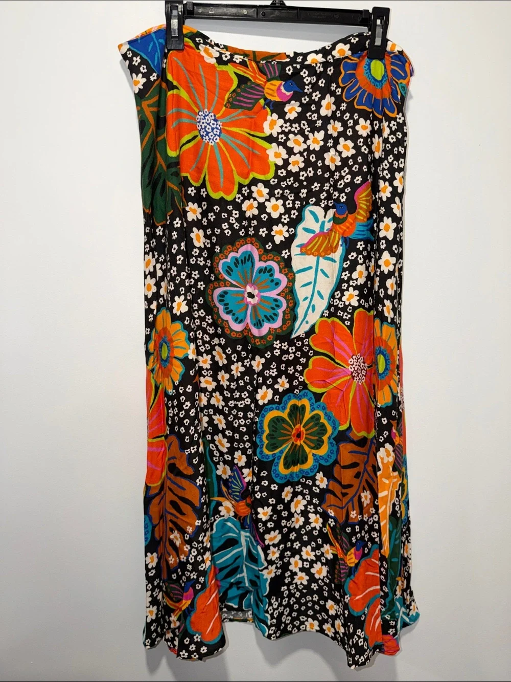 Anthropologie x Farm Rio XL Black Vibrant Multi Tropical Floral Maxi Skirt - Picture 3 of 7